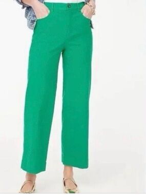 J. Crew Ella Wide Leg Cropped Pants Green Size 25